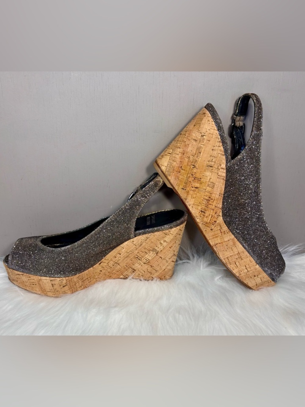 STUART WEITZMAN Metallic Cork Wedge Sandal - Picture 8 of 11